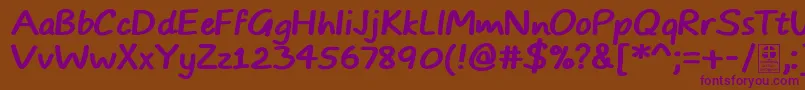 Шрифт TypoComicsBoldDemo – фиолетовые шрифты на коричневом фоне
