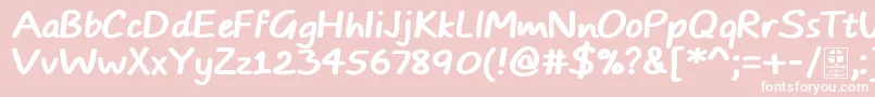 TypoComicsBoldDemo-fontti – valkoiset fontit vaaleanpunaisella taustalla