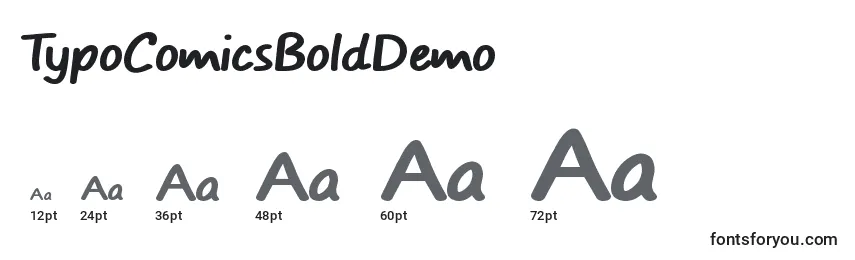 Размеры шрифта TypoComicsBoldDemo