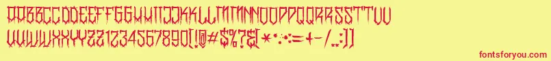 フォントBanglychRhIii – 赤い文字の黄色い背景