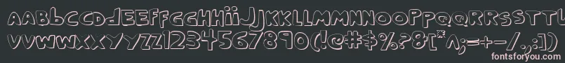 Weitere Informationen zur Crappity3D-Schriftart Crappity3D-Schriftart – Rosa Schriften auf schwarzem Hintergrund