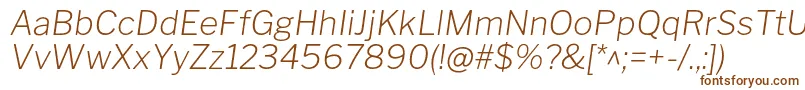 LibrefranklinExtralightitalic-fontti – ruskeat fontit valkoisella taustalla