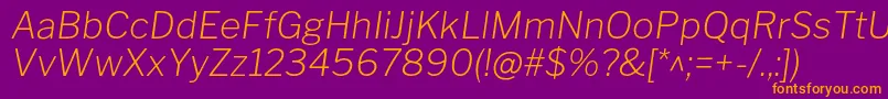 LibrefranklinExtralightitalic Font – Orange Fonts on Purple Background