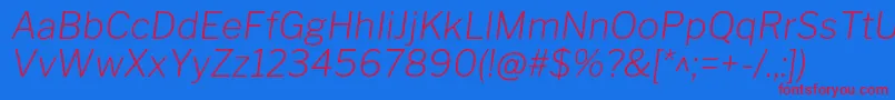 LibrefranklinExtralightitalic Font – Red Fonts on Blue Background