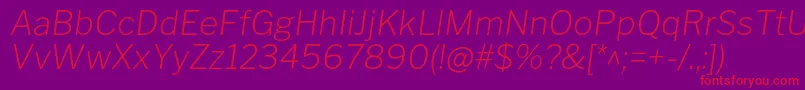 LibrefranklinExtralightitalic Font – Red Fonts on Purple Background