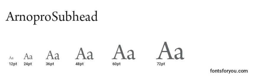 ArnoproSubhead Font Sizes