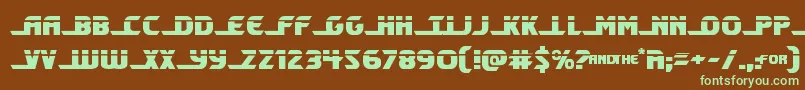 フォントShiningheraldlaser – 緑色の文字が茶色の背景にあります。