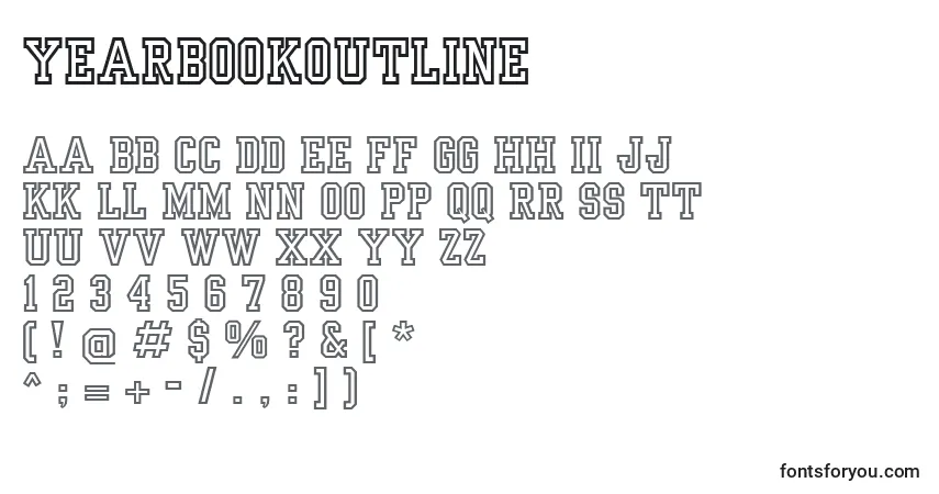 Schriftart YearbookOutline – Alphabet, Zahlen, spezielle Symbole