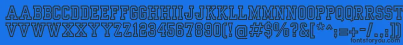 YearbookOutline Font – Black Fonts on Blue Background