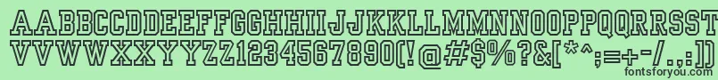 YearbookOutline-fontti – mustat fontit vihreällä taustalla