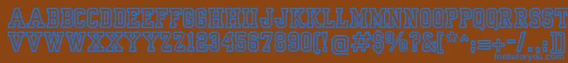 YearbookOutline Font – Blue Fonts on Brown Background