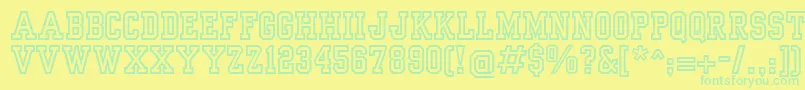 Fonte YearbookOutline – fontes verdes em um fundo amarelo