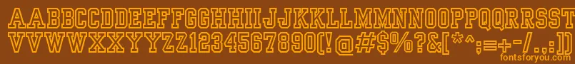 Więcej informacji o czcionce YearbookOutline Czcionka YearbookOutline – pomarańczowe czcionki na brązowym tle