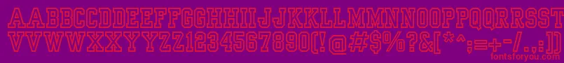 YearbookOutline Font – Red Fonts on Purple Background