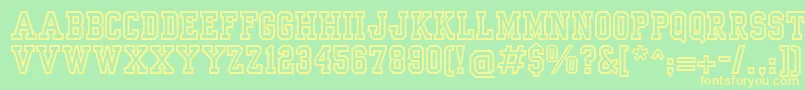 YearbookOutline-fontti – keltaiset fontit vihreällä taustalla