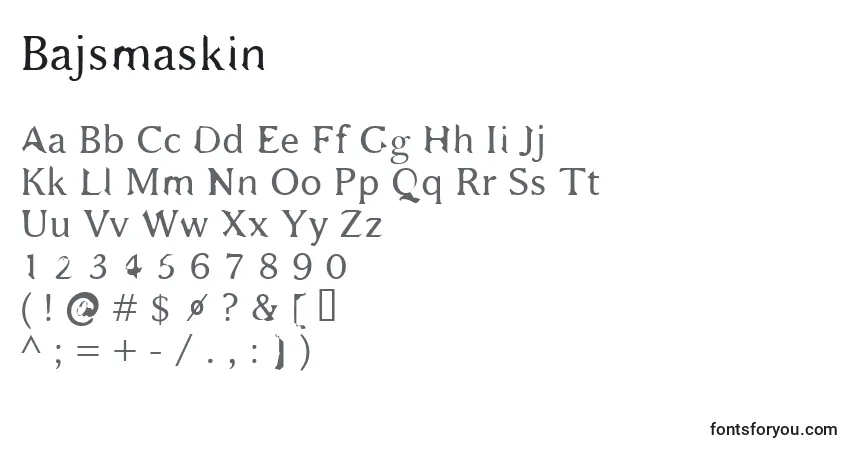 Czcionka Bajsmaskin – alfabet, cyfry, specjalne znaki