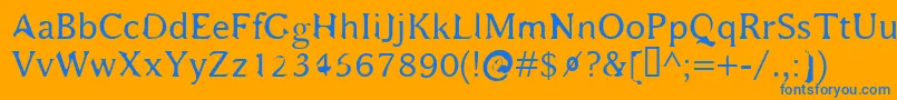 Bajsmaskin Font – Blue Fonts on Orange Background