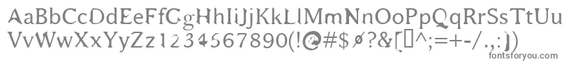 Bajsmaskin-fontti – harmaat kirjasimet valkoisella taustalla