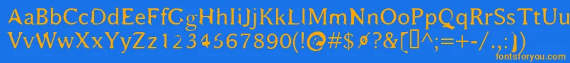 Bajsmaskin Font – Orange Fonts on Blue Background