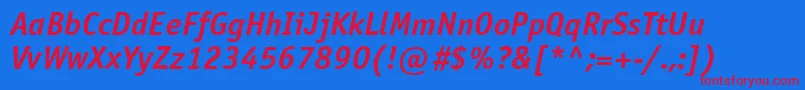 OfficinasanstttBolditalic Font – Red Fonts on Blue Background