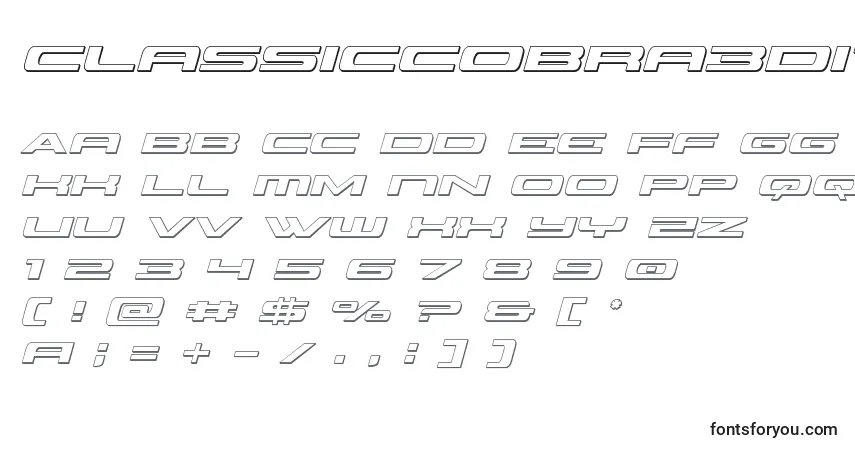 Czcionka Classiccobra3Dital – alfabet, cyfry, specjalne znaki