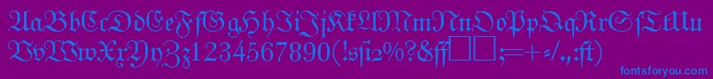 フォントJohannfrakturRegularDb – 紫色の背景に青い文字