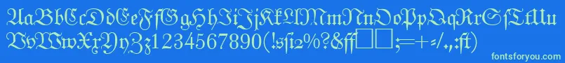 JohannfrakturRegularDb Font – Green Fonts on Blue Background