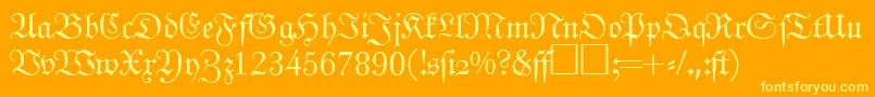 JohannfrakturRegularDb-Schriftart – Gelbe Schriften auf orangefarbenem Hintergrund