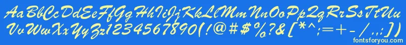 Parsekgtt Font – Yellow Fonts on Blue Background