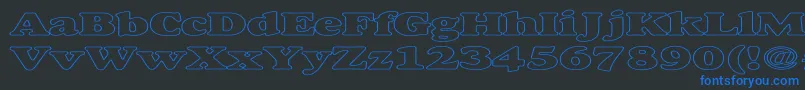 AlexussHeavyHollowExpanded-fontti – siniset fontit mustalla taustalla