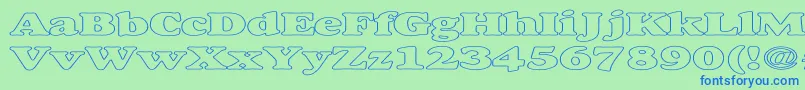 AlexussHeavyHollowExpanded-fontti – siniset fontit vihreällä taustalla