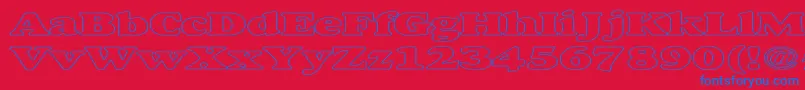 AlexussHeavyHollowExpanded-fontti – siniset fontit punaisella taustalla