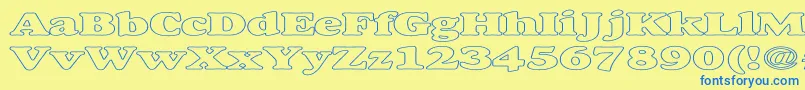 AlexussHeavyHollowExpanded-fontti – siniset fontit keltaisella taustalla