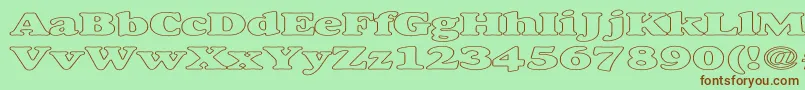 AlexussHeavyHollowExpanded-fontti – ruskeat fontit vihreällä taustalla
