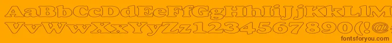 AlexussHeavyHollowExpanded-Schriftart – Braune Schriften auf orangefarbenem Hintergrund