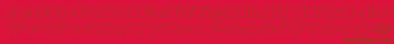 AlexussHeavyHollowExpanded-fontti – ruskeat fontit punaisella taustalla