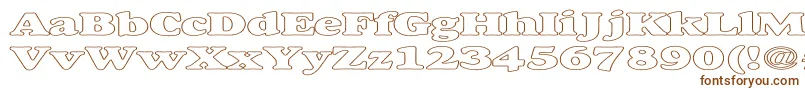 AlexussHeavyHollowExpanded-fontti – ruskeat fontit valkoisella taustalla