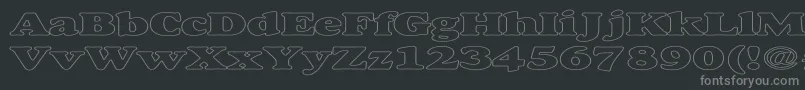 AlexussHeavyHollowExpanded-fontti – harmaat kirjasimet mustalla taustalla