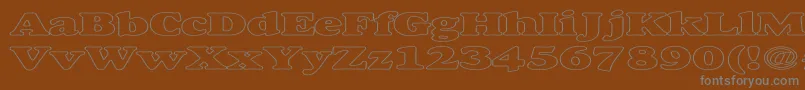 AlexussHeavyHollowExpanded-fontti – harmaat kirjasimet ruskealla taustalla