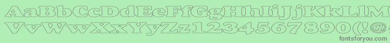 AlexussHeavyHollowExpanded-fontti – harmaat kirjasimet vihreällä taustalla