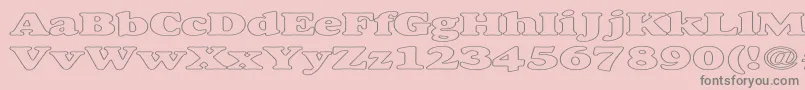 AlexussHeavyHollowExpanded-fontti – harmaat kirjasimet vaaleanpunaisella taustalla