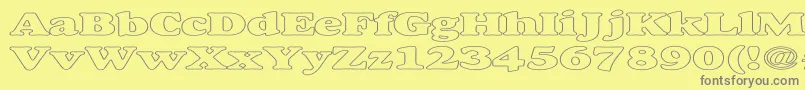 フォントAlexussHeavyHollowExpanded – 黄色の背景に灰色の文字