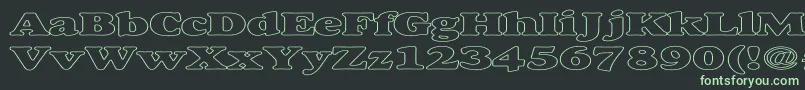 AlexussHeavyHollowExpanded-fontti – vihreät fontit mustalla taustalla