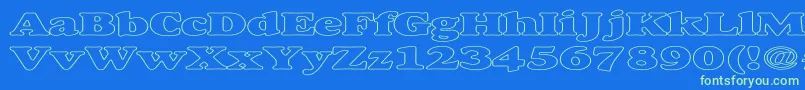 AlexussHeavyHollowExpanded-fontti – vihreät fontit sinisellä taustalla