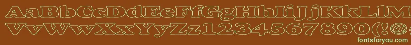 AlexussHeavyHollowExpanded Font – Green Fonts on Brown Background