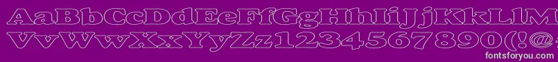 AlexussHeavyHollowExpanded-fontti – vihreät fontit violetilla taustalla
