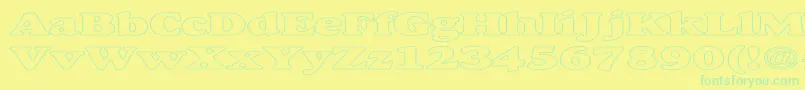 AlexussHeavyHollowExpanded-fontti – vihreät fontit keltaisella taustalla