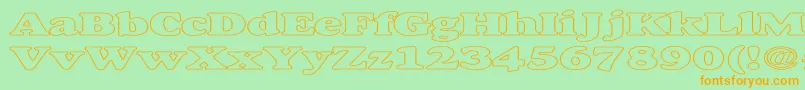 AlexussHeavyHollowExpanded-fontti – oranssit fontit vihreällä taustalla