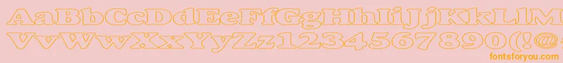 AlexussHeavyHollowExpanded-Schriftart – Orangefarbene Schriften auf rosa Hintergrund