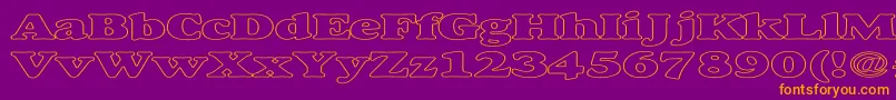 AlexussHeavyHollowExpanded-fontti – oranssit fontit violetilla taustalla